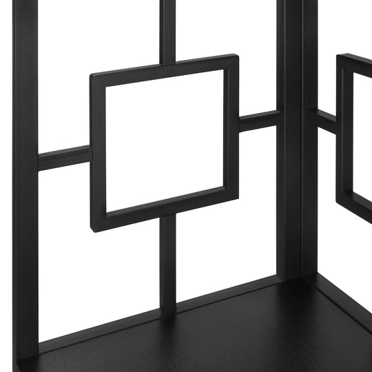 I 3610 Bookcase - 62"H / Black / Black Metal Corner Etagere - Furniture Depot