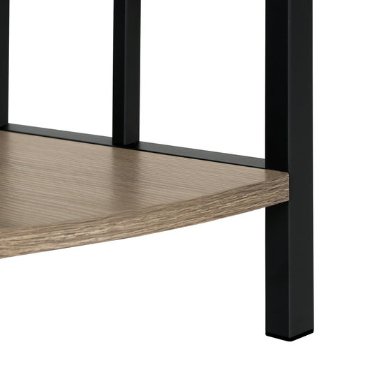 I 3611 Bookcase - 62"H / Dark Taupe / Black Metal Corner Etagere - Furniture Depot