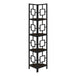 I 3612 Bookcase - 62"H / Espresso / Black Metal Corner Etagere - Furniture Depot