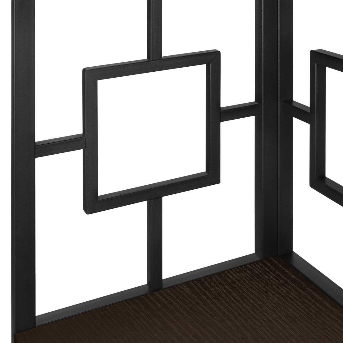 I 3612 Bookcase - 62"H / Espresso / Black Metal Corner Etagere - Furniture Depot
