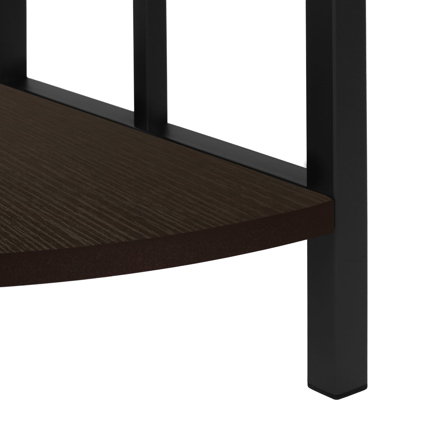 I 3612 Bookcase - 62"H / Espresso / Black Metal Corner Etagere - Furniture Depot