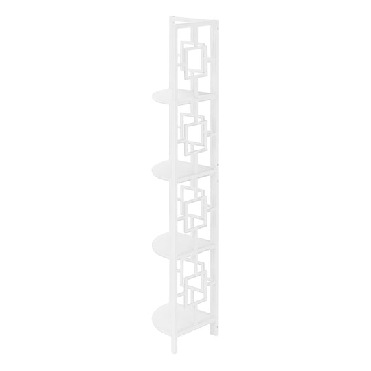 I 3613 Bookcase - 62"H / White / White Metal Corner Etagere - Furniture Depot (7881120219384)