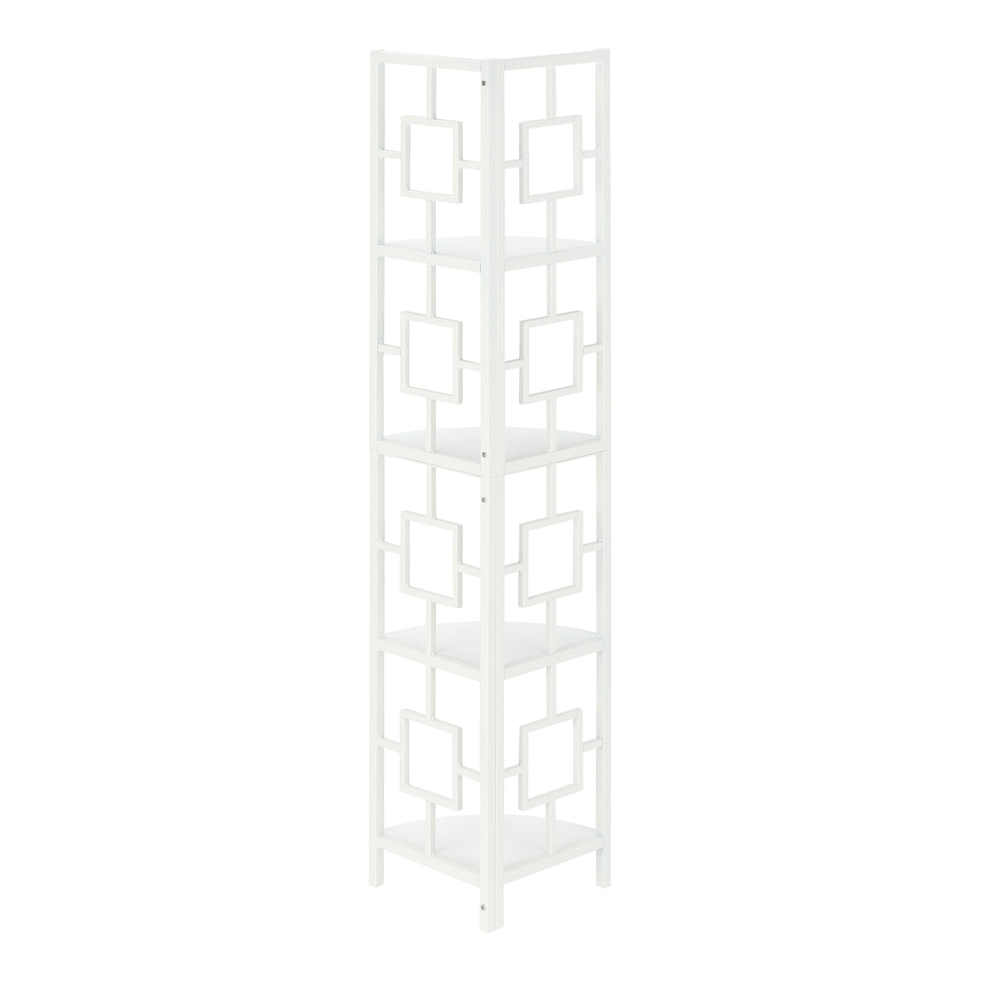 I 3613 Bookcase - 62"H / White / White Metal Corner Etagere - Furniture Depot (7881120219384)