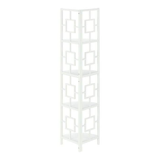 I 3613 Bookcase - 62"H / White / White Metal Corner Etagere - Furniture Depot (7881120219384)