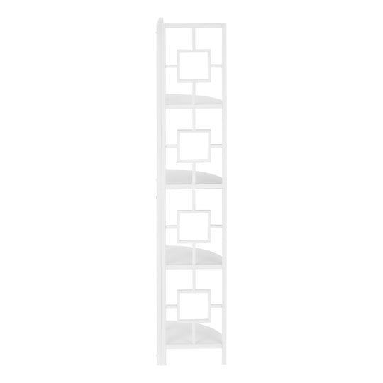 I 3613 Bookcase - 62"H / White / White Metal Corner Etagere - Furniture Depot (7881120219384)