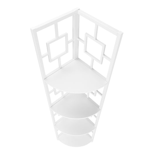 I 3613 Bookcase - 62"H / White / White Metal Corner Etagere - Furniture Depot (7881120219384)