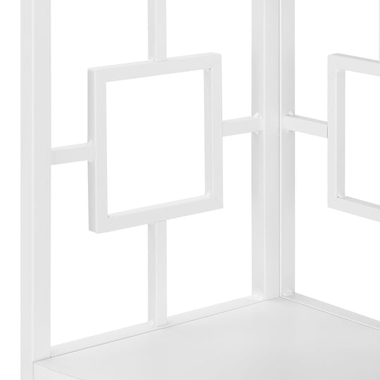 I 3613 Bookcase - 62"H / White / White Metal Corner Etagere - Furniture Depot (7881120219384)