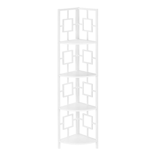 I 3613 Bookcase - 62"H / White / White Metal Corner Etagere - Furniture Depot (7881120219384)