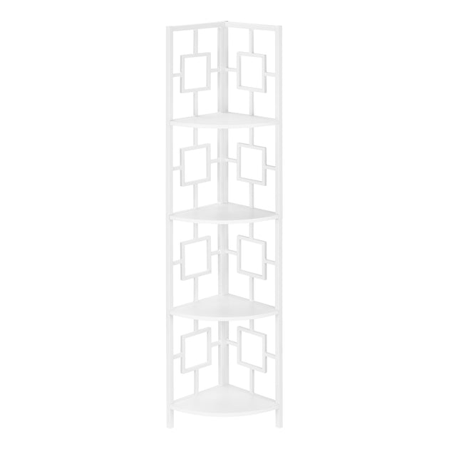 I 3613 Bookcase - 62"H / White / White Metal Corner Etagere - Furniture Depot (7881120219384)