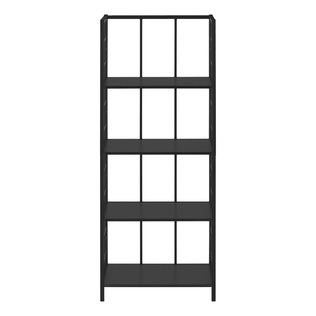 I 3615 Bookcase - 62"H / Black / Black Metal Etagere - Furniture Depot