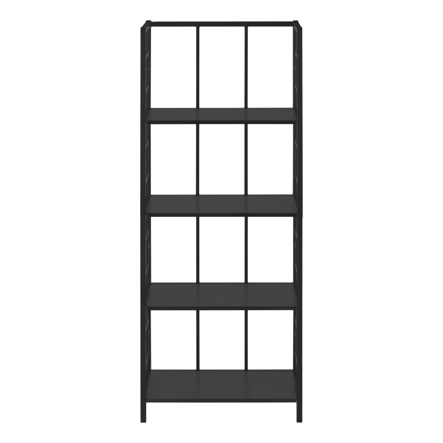 I 3615 Bookcase - 62"H / Black / Black Metal Etagere - Furniture Depot