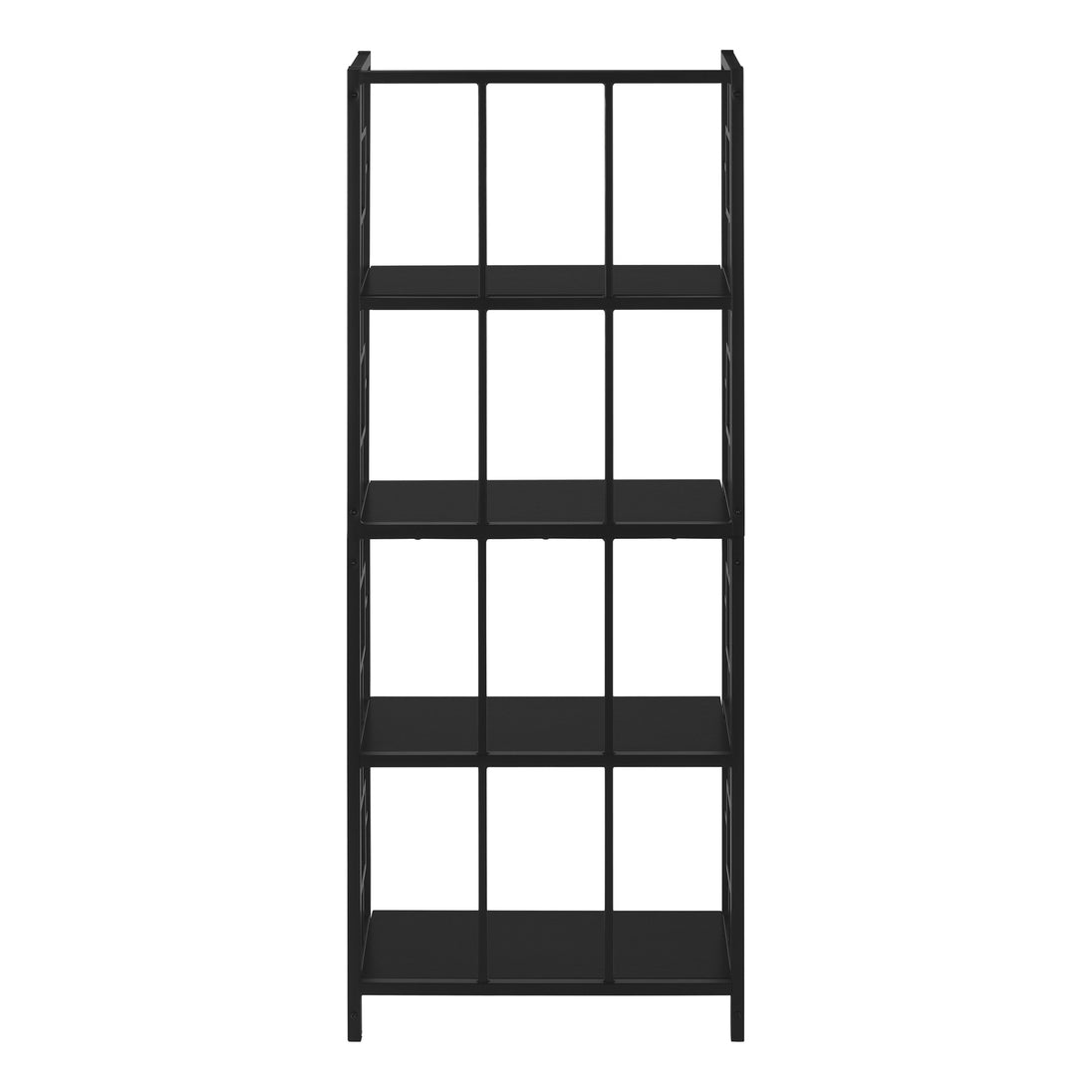 I 3615 Bookcase - 62"H / Black / Black Metal Etagere - Furniture Depot