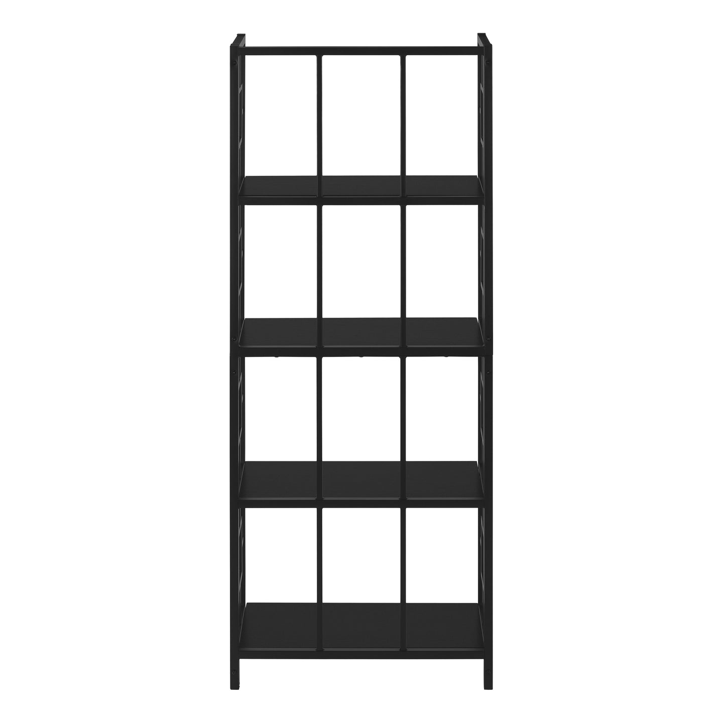 I 3615 Bookcase - 62"H / Black / Black Metal Etagere - Furniture Depot