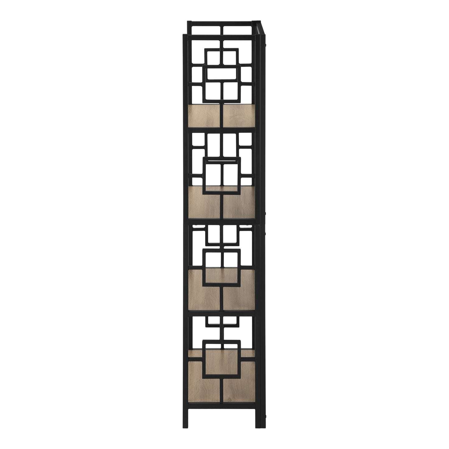 I 3616 Bookcase - 62"H / Dark Taupe / Black Metal Etagere - Furniture Depot (7881120317688)