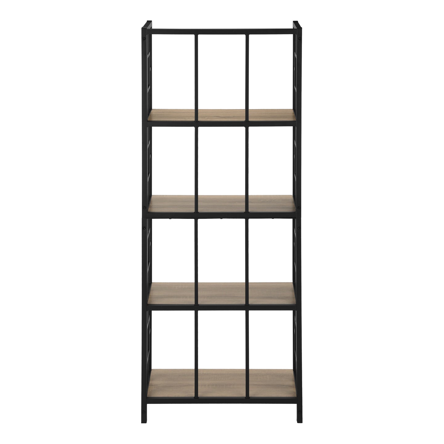 I 3616 Bookcase - 62"H / Dark Taupe / Black Metal Etagere - Furniture Depot (7881120317688)