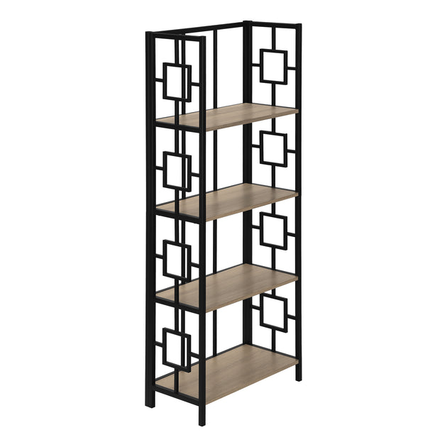 I 3616 Bookcase - 62"H / Dark Taupe / Black Metal Etagere - Furniture Depot (7881120317688)