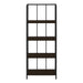 I 3617 Bookcase - 62"H / Espresso / Black Metal Etagere - Furniture Depot