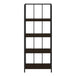 I 3617 Bookcase - 62"H / Espresso / Black Metal Etagere - Furniture Depot