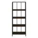 I 3617 Bookcase - 62"H / Espresso / Black Metal Etagere - Furniture Depot