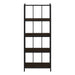 I 3617 Bookcase - 62"H / Espresso / Black Metal Etagere - Furniture Depot