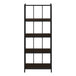 I 3617 Bookcase - 62"H / Espresso / Black Metal Etagere - Furniture Depot