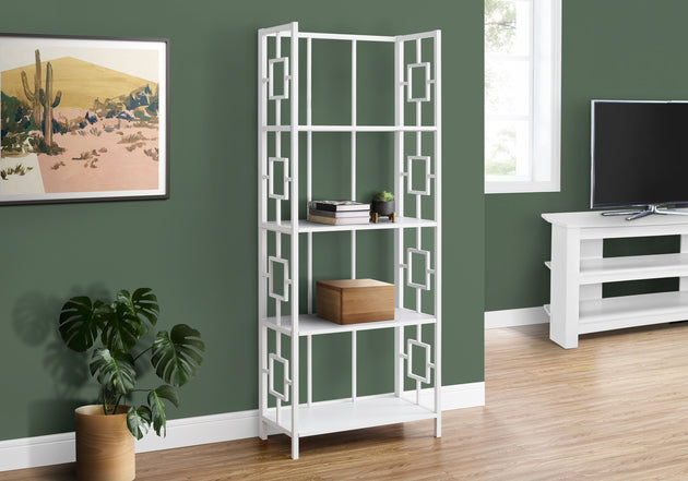 I 3618 Bookcase - 62"H / White / White Metal Etagere - Furniture Depot (7881120415992)