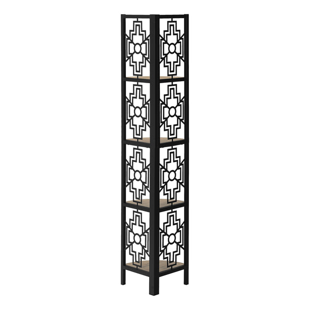 I 3621 Bookcase - 62"H / Dark Taupe / Black Metal Corner Etagere - Furniture Depot (7881120514296)