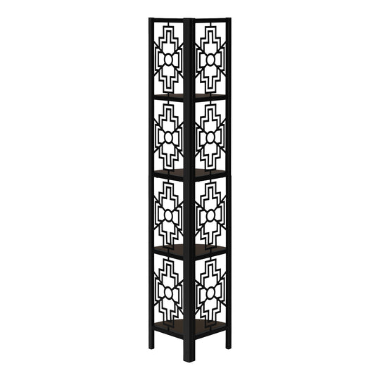I 3622 Bookcase - 62"H / Espresso / Black Metal Corner Etagere - Furniture Depot (7881120547064)