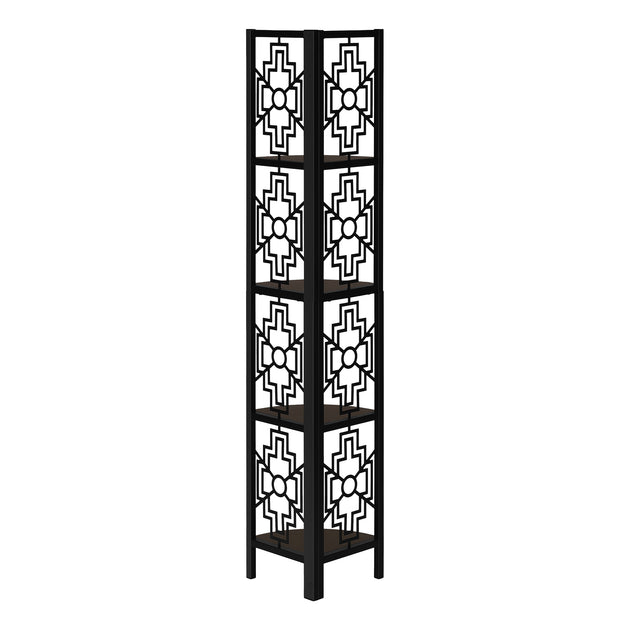 I 3622 Bookcase - 62"H / Espresso / Black Metal Corner Etagere - Furniture Depot (7881120547064)