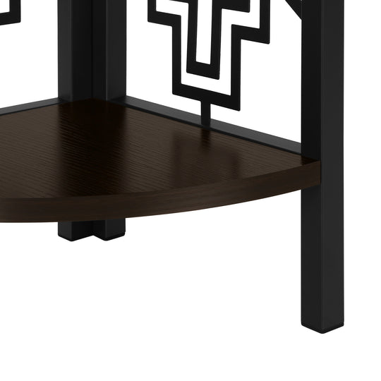 I 3622 Bookcase - 62"H / Espresso / Black Metal Corner Etagere - Furniture Depot (7881120547064)