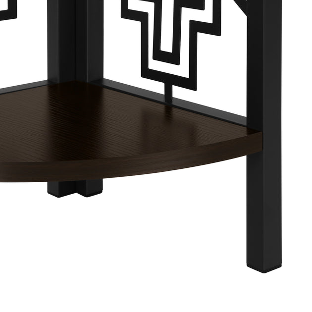 I 3622 Bookcase - 62"H / Espresso / Black Metal Corner Etagere - Furniture Depot (7881120547064)