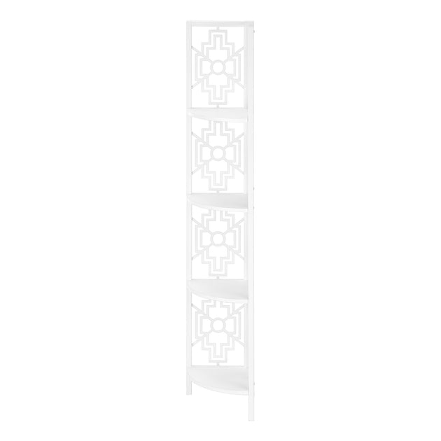 I 3623 Bookcase - 62"H / White / White Metal Corner Etagere - Furniture Depot (7881120579832)