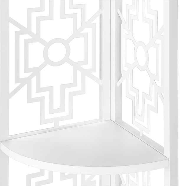 I 3623 Bookcase - 62"H / White / White Metal Corner Etagere - Furniture Depot (7881120579832)