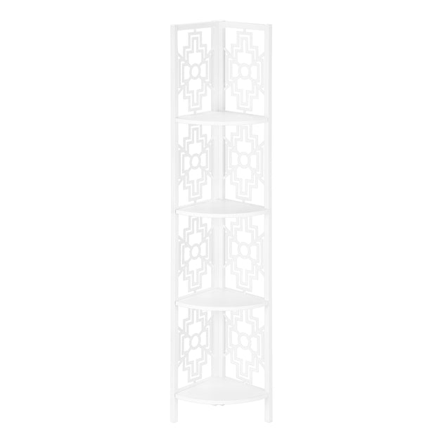 I 3623 Bookcase - 62"H / White / White Metal Corner Etagere - Furniture Depot (7881120579832)