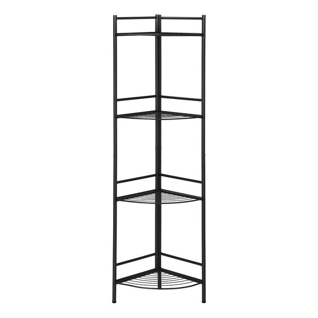 I 3625 Bookcase - 58"H / Black Metal Corner Etagere - Furniture Depot