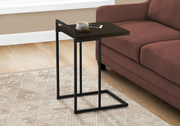 I 3635 Accent Table - 25"H / Espresso / Black Metal - Furniture Depot (7881121038584)