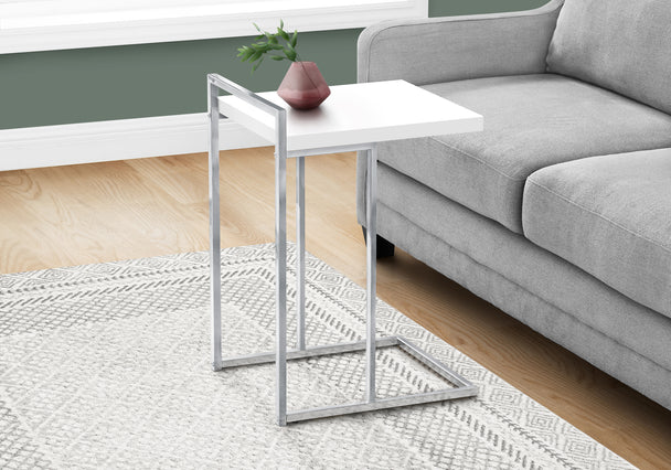 I 3636 Accent Table - 25"H / Glossy White / Chrome Metal - Furniture Depot (7881121071352)