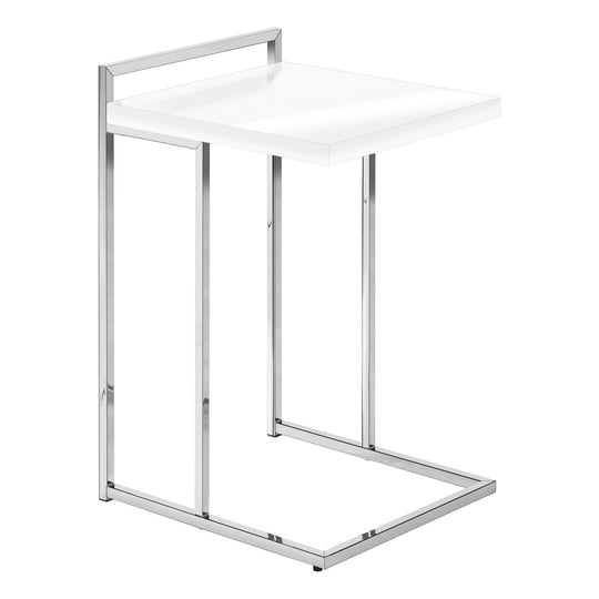 I 3636 Accent Table - 25"H / Glossy White / Chrome Metal - Furniture Depot (7881121071352)