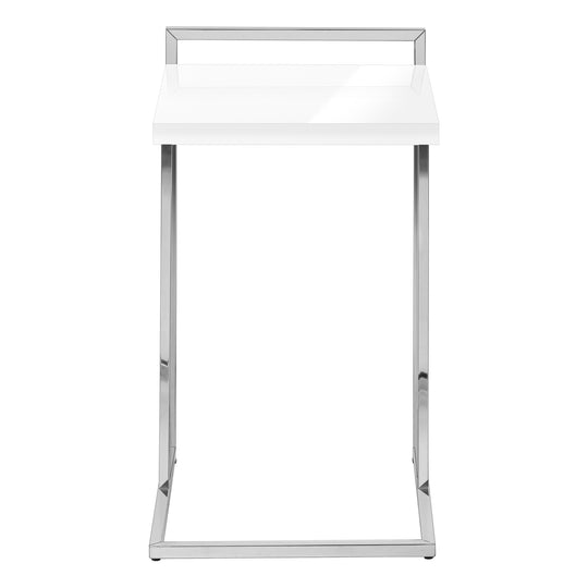 I 3636 Accent Table - 25"H / Glossy White / Chrome Metal - Furniture Depot (7881121071352)