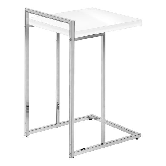 I 3636 Accent Table - 25"H / Glossy White / Chrome Metal - Furniture Depot (7881121071352)