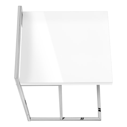 I 3636 Accent Table - 25"H / Glossy White / Chrome Metal - Furniture Depot (7881121071352)