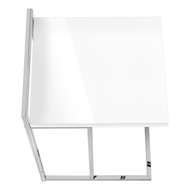I 3636 Accent Table - 25"H / Glossy White / Chrome Metal - Furniture Depot (7881121071352)