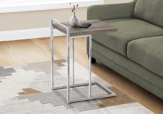 I 3638 Accent Table - 25"H / Dark Taupe / Chrome Metal - Furniture Depot (7881121267960)