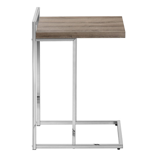 I 3638 Accent Table - 25"H / Dark Taupe / Chrome Metal - Furniture Depot (7881121267960)