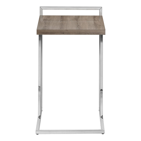 I 3638 Accent Table - 25"H / Dark Taupe / Chrome Metal - Furniture Depot (7881121267960)