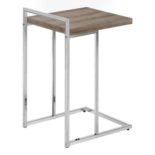 I 3638 Accent Table - 25"H / Dark Taupe / Chrome Metal - Furniture Depot (7881121267960)