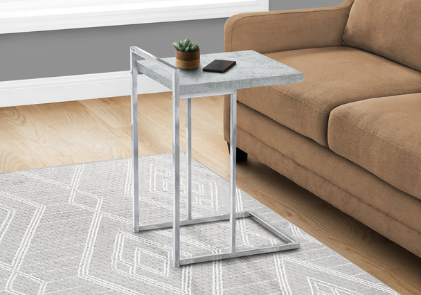 I 3639 Accent Table - 25"H / Grey Cement / Chrome Metal - Furniture Depot