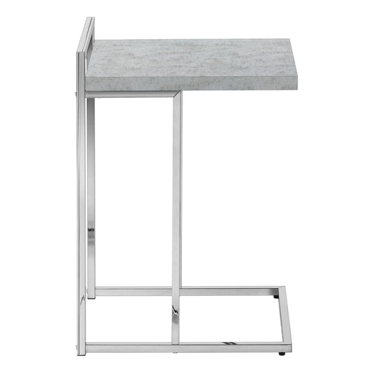 I 3639 Accent Table - 25"H / Grey Cement / Chrome Metal - Furniture Depot