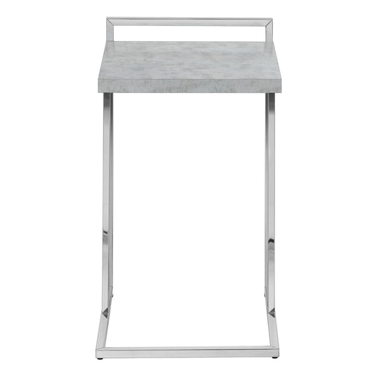 I 3639 Accent Table - 25"H / Grey Cement / Chrome Metal - Furniture Depot