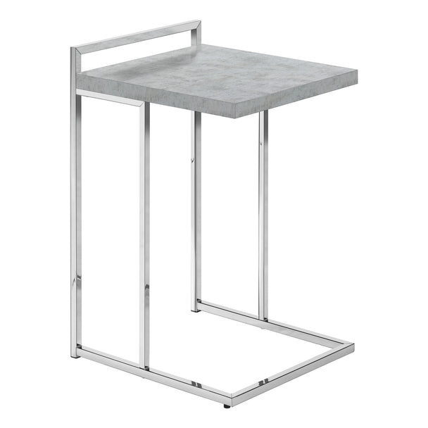 I 3639 Accent Table - 25"H / Grey Cement / Chrome Metal - Furniture Depot